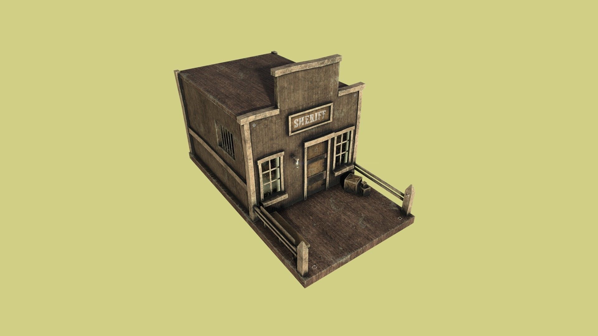 Western Jail - Sheriff - Wild West - Backdrop Full Perm Low-poly 3D model_2