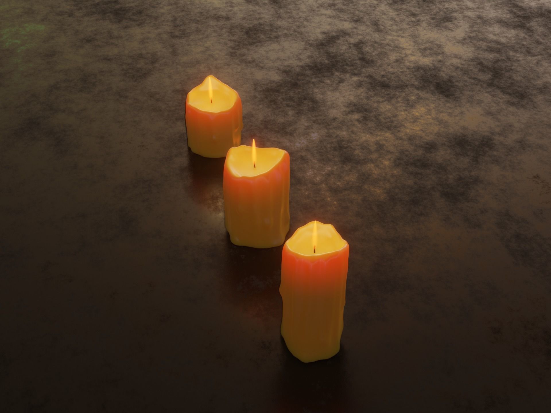 Melted Candles 3D model_2