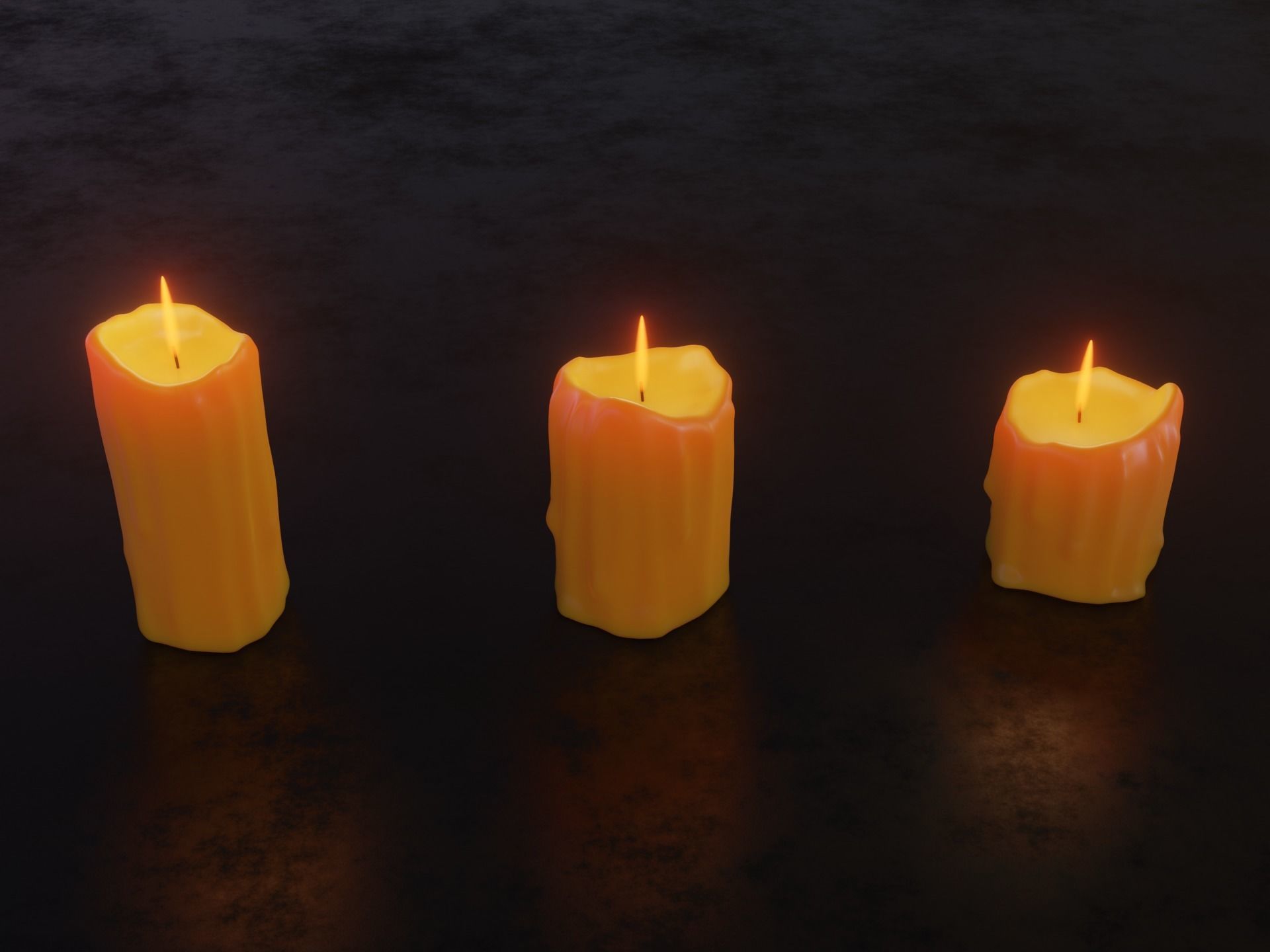 Melted Candles 3D model_4