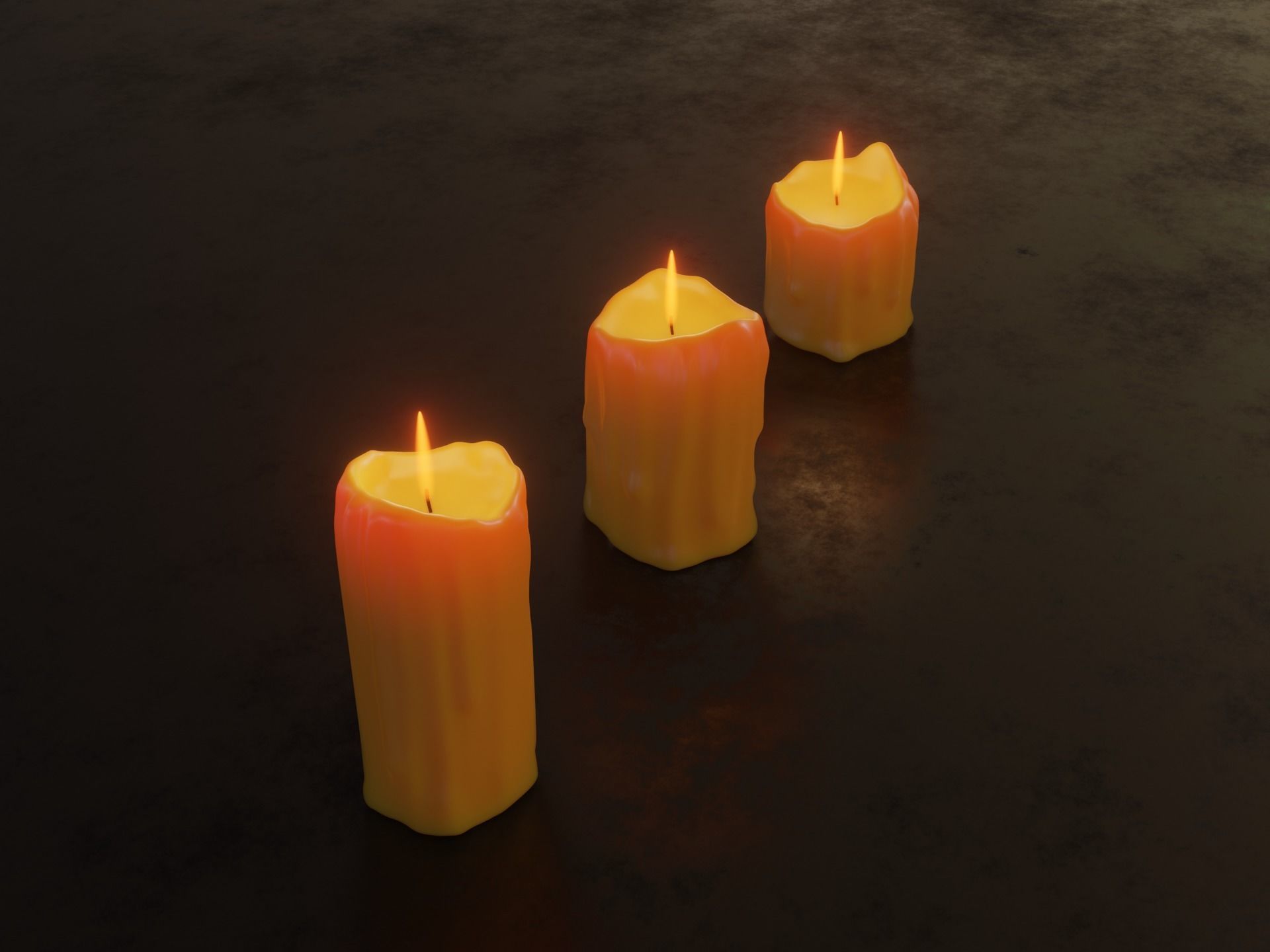 Melted Candles 3D model_3