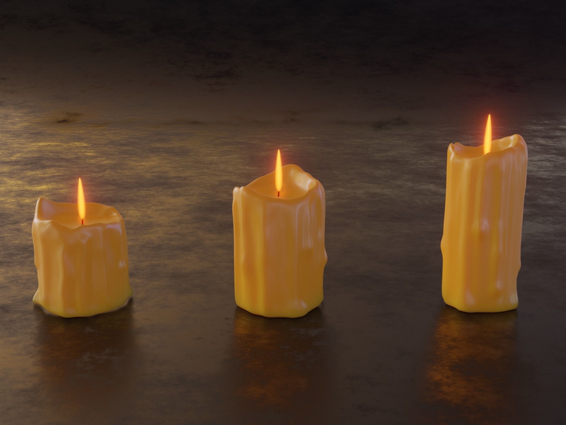 Melted Candles 3D model_10