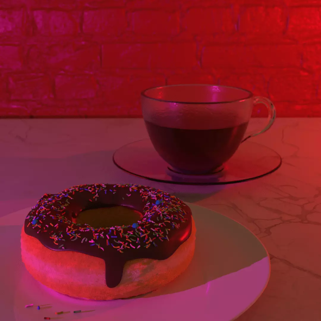 Donut and mug Free low-poly 3D model