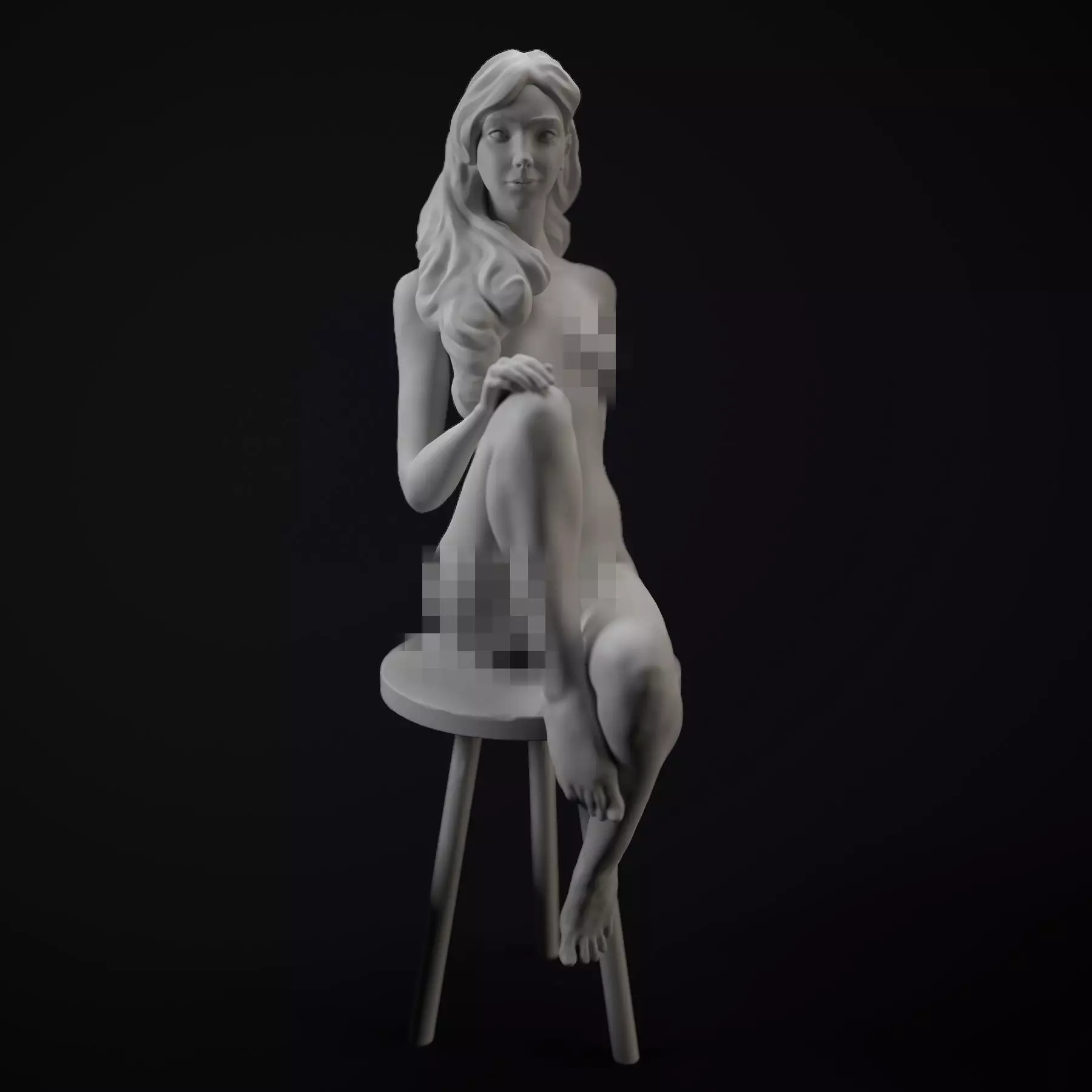Beautifulwomansit nude woman on chair 3D print model_0