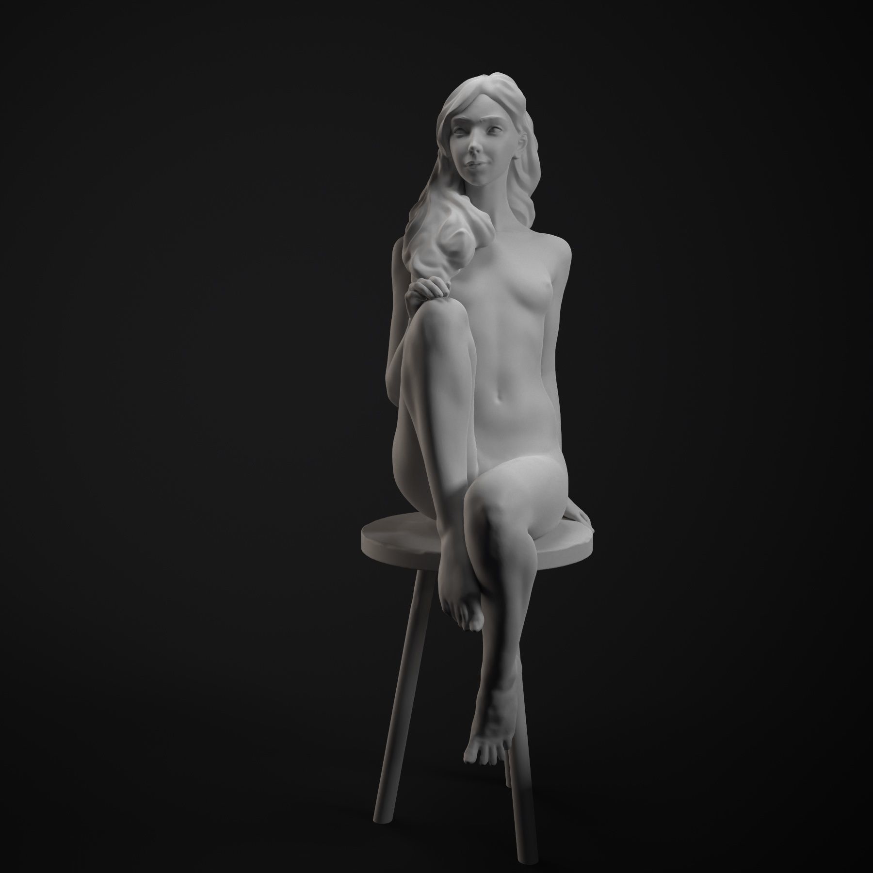 Beautifulwomansit nude woman on chair 3D print model_34