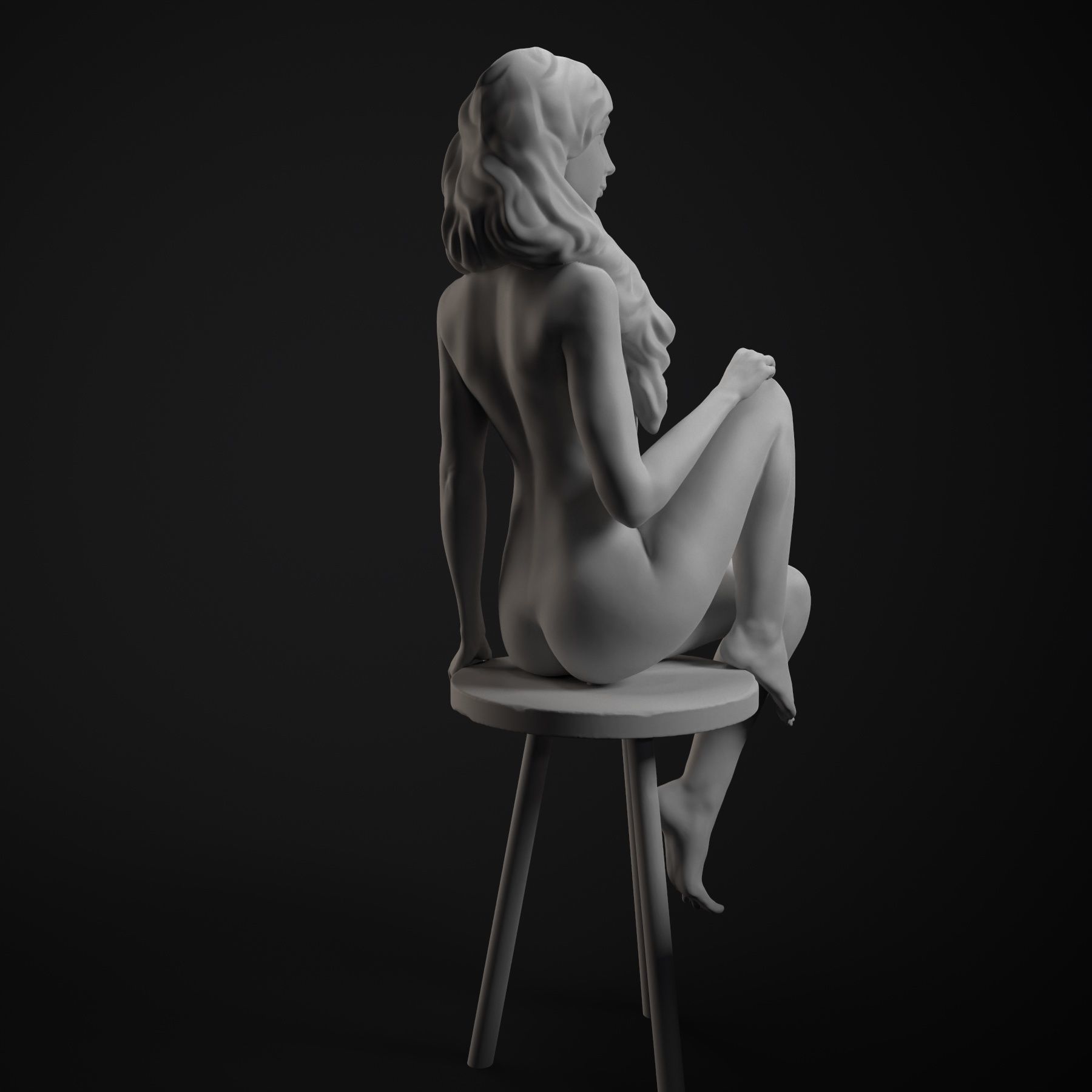 Beautifulwomansit nude woman on chair 3D print model_14