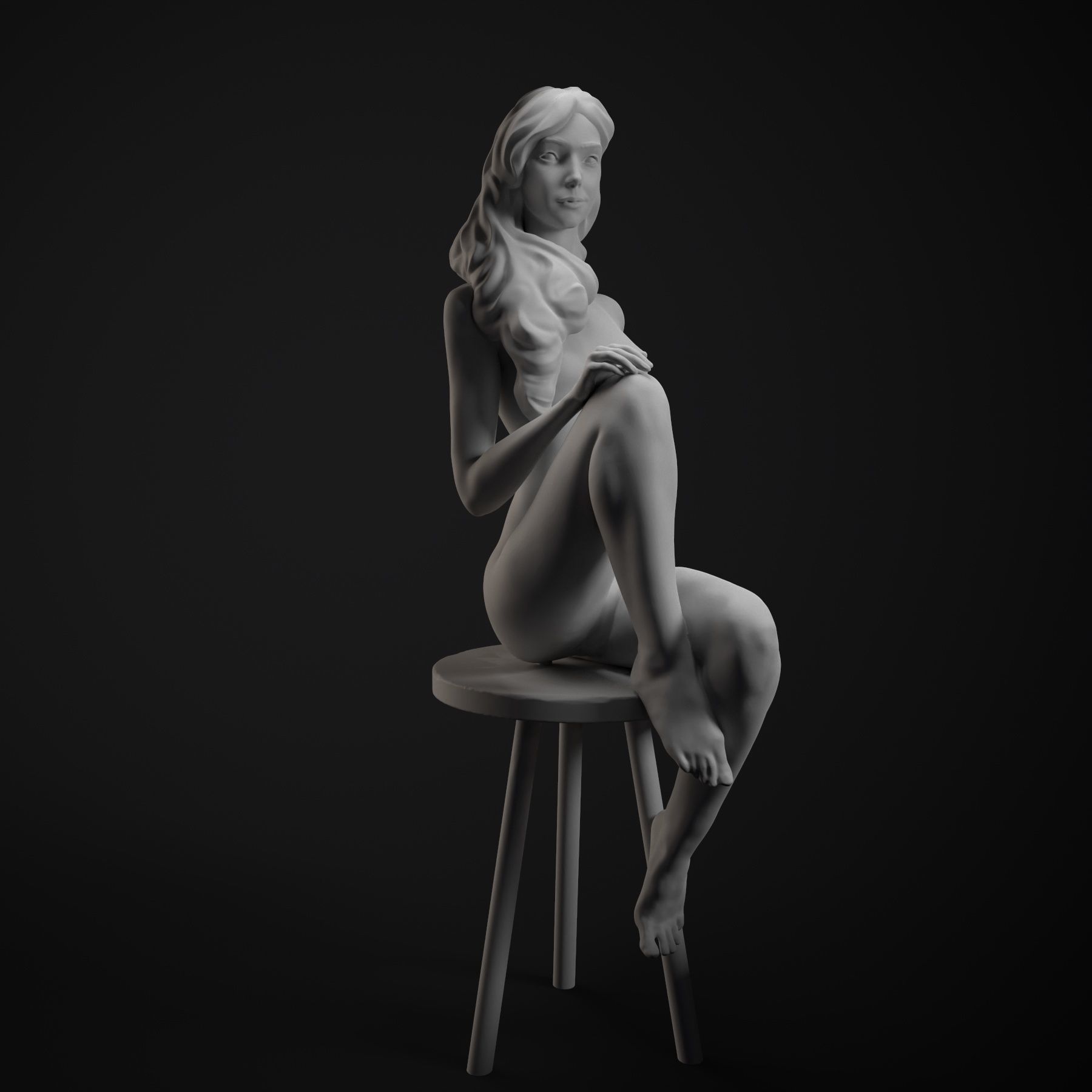 Beautifulwomansit nude woman on chair 3D print model_2