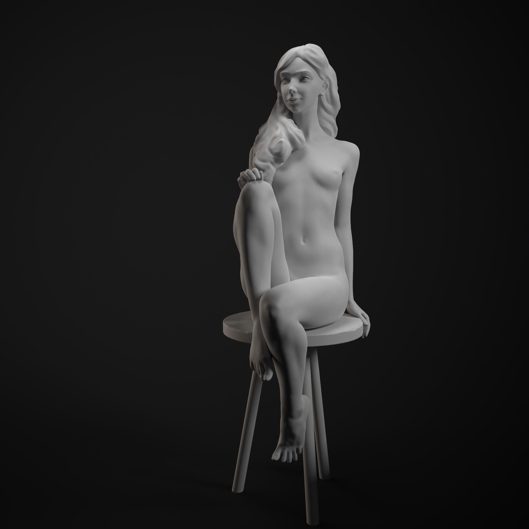 Beautifulwomansit nude woman on chair 3D print model_33