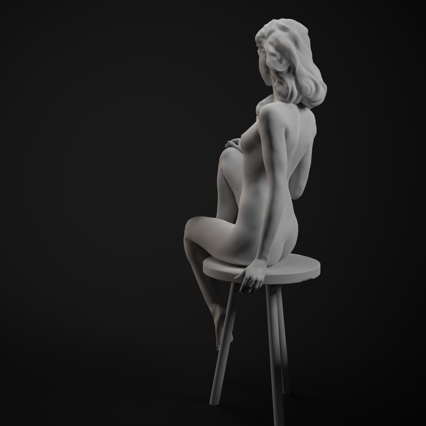 Beautifulwomansit nude woman on chair 3D print model_23