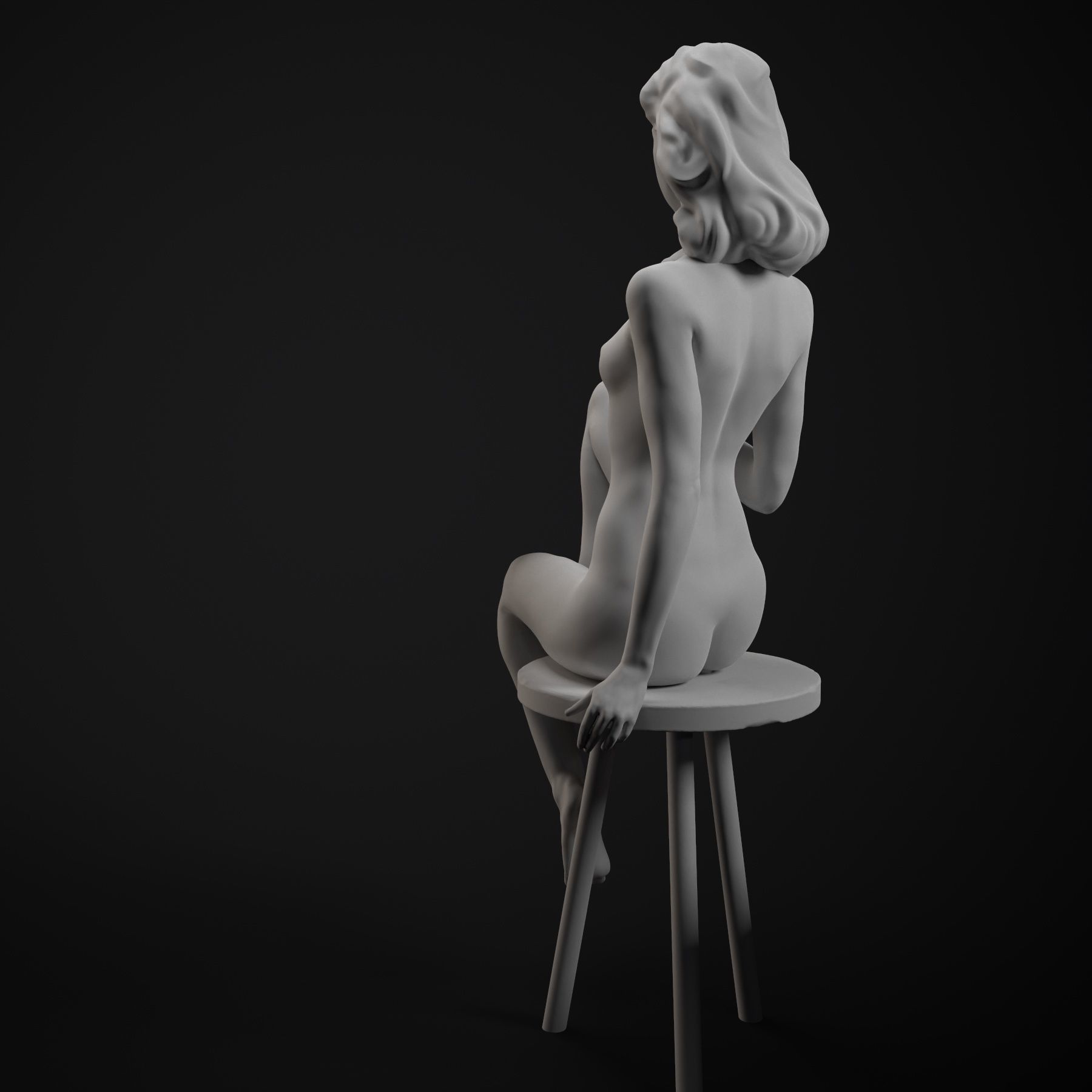 Beautifulwomansit nude woman on chair 3D print model_22