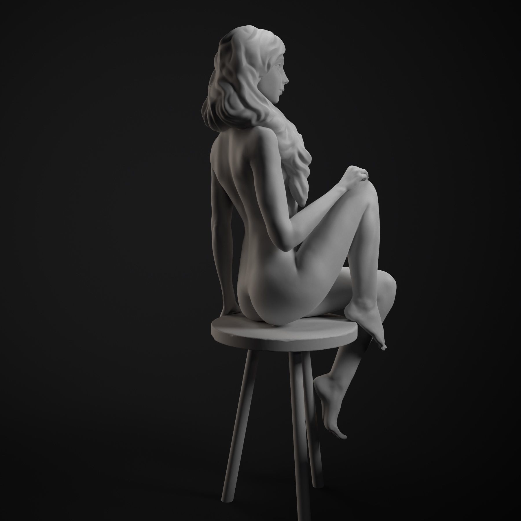 Beautifulwomansit nude woman on chair 3D print model_13