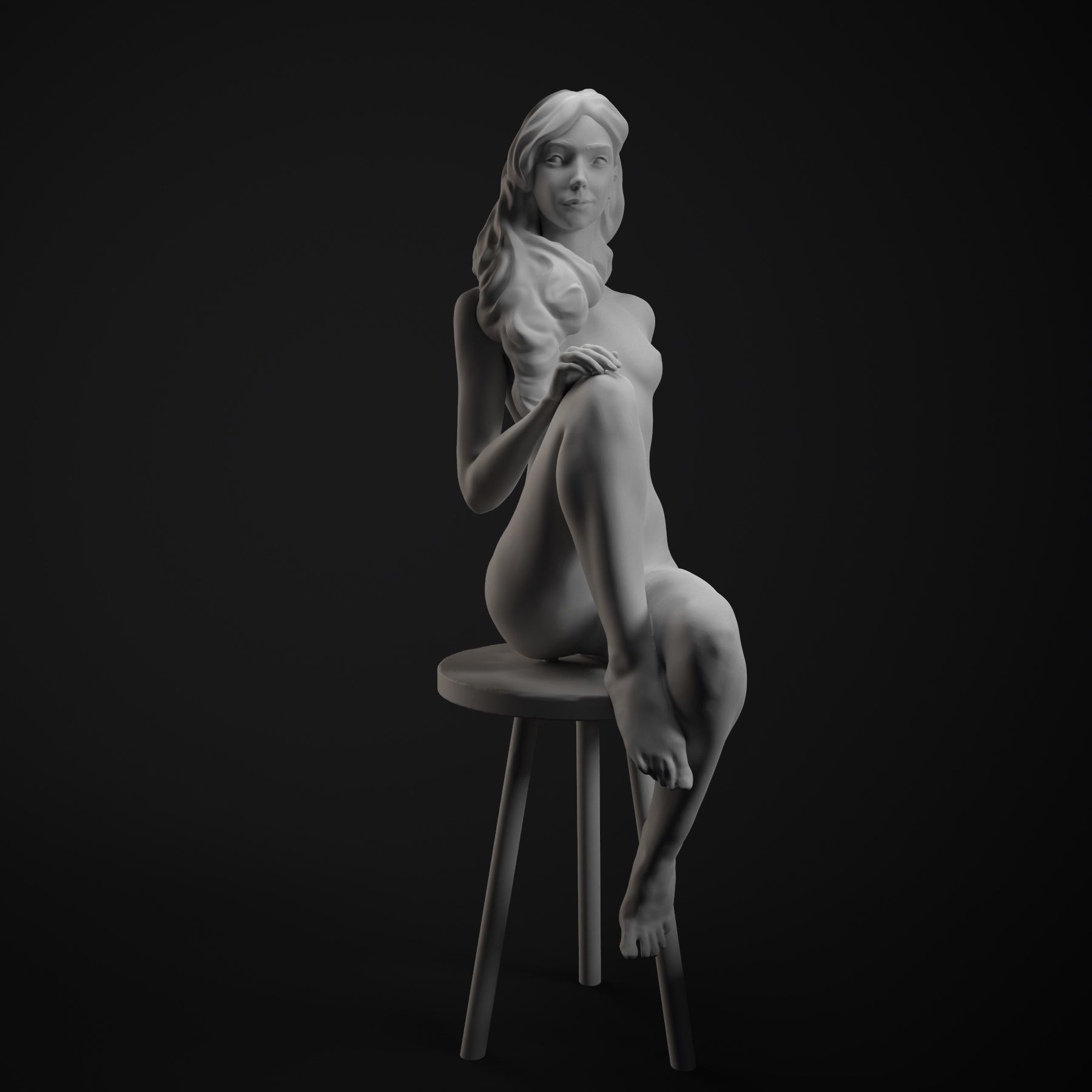 Beautifulwomansit nude woman on chair 3D print model_1