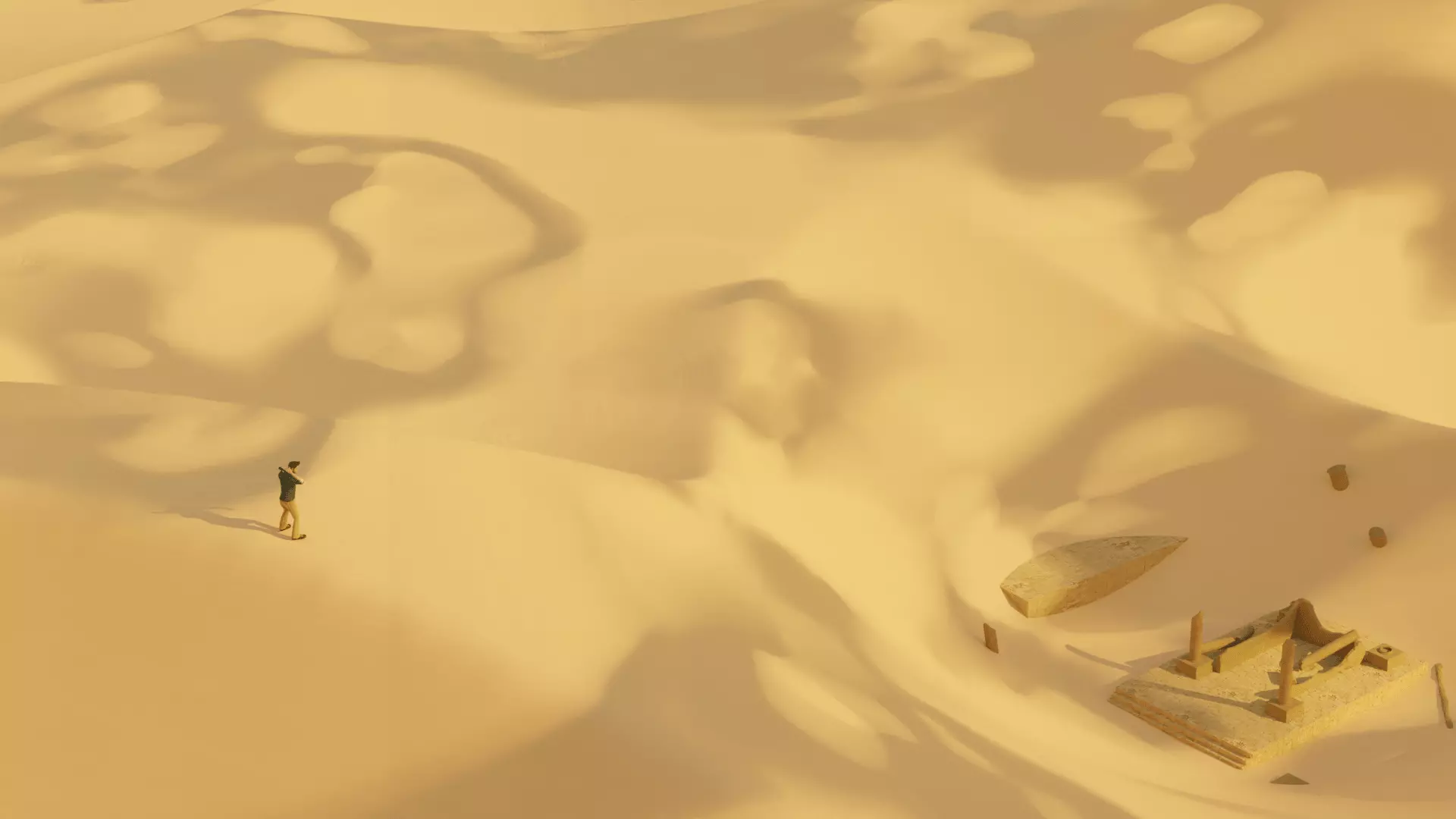 desert and temple ruins Low-poly 3D model