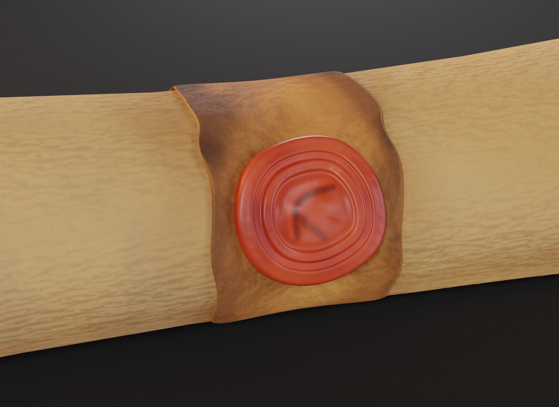Scroll with stone 3D model_4