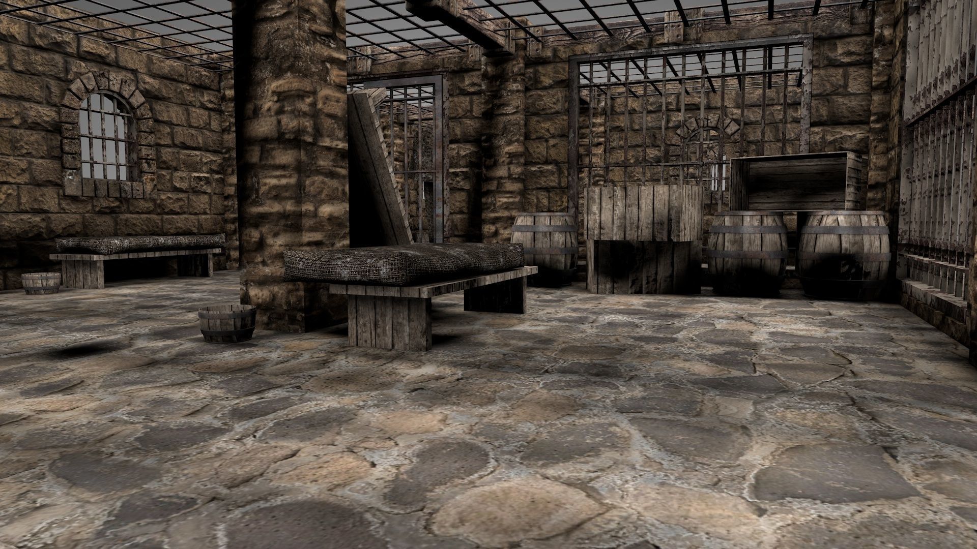 Medieval Prison Block 3D model_4