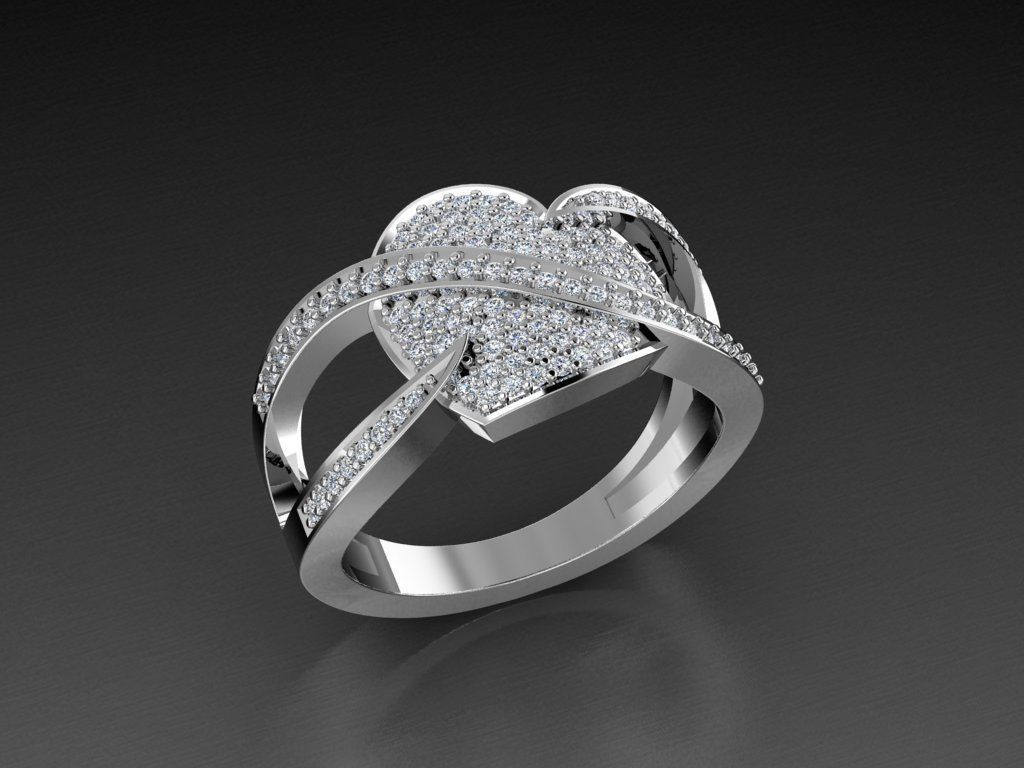 Diamond Jewelry Heart Ring  3D print model_12