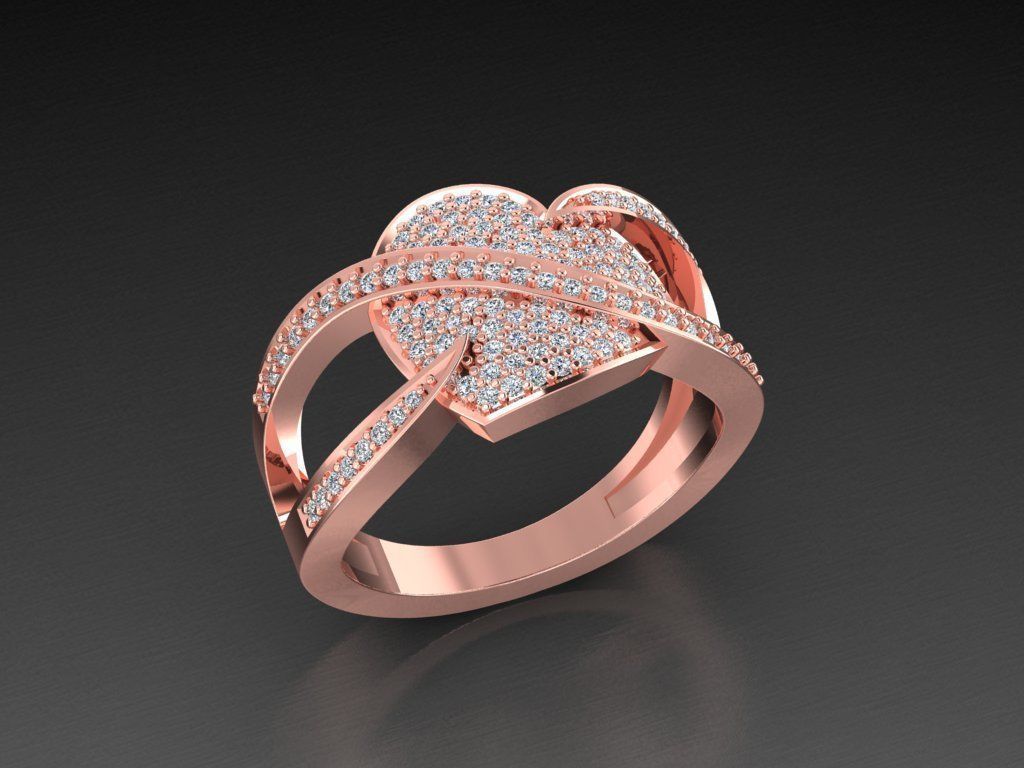 Diamond Jewelry Heart Ring  3D print model_5