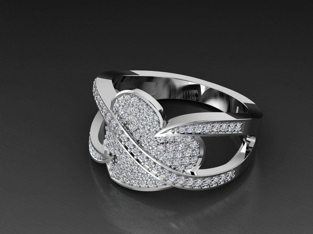 Diamond Jewelry Heart Ring  3D print model_2