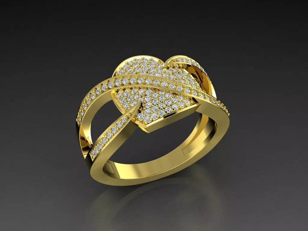 Diamond Jewelry Heart Ring  3D print model_0