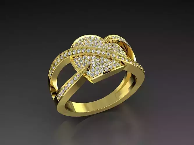 Diamond Jewelry Heart Ring  3D print model