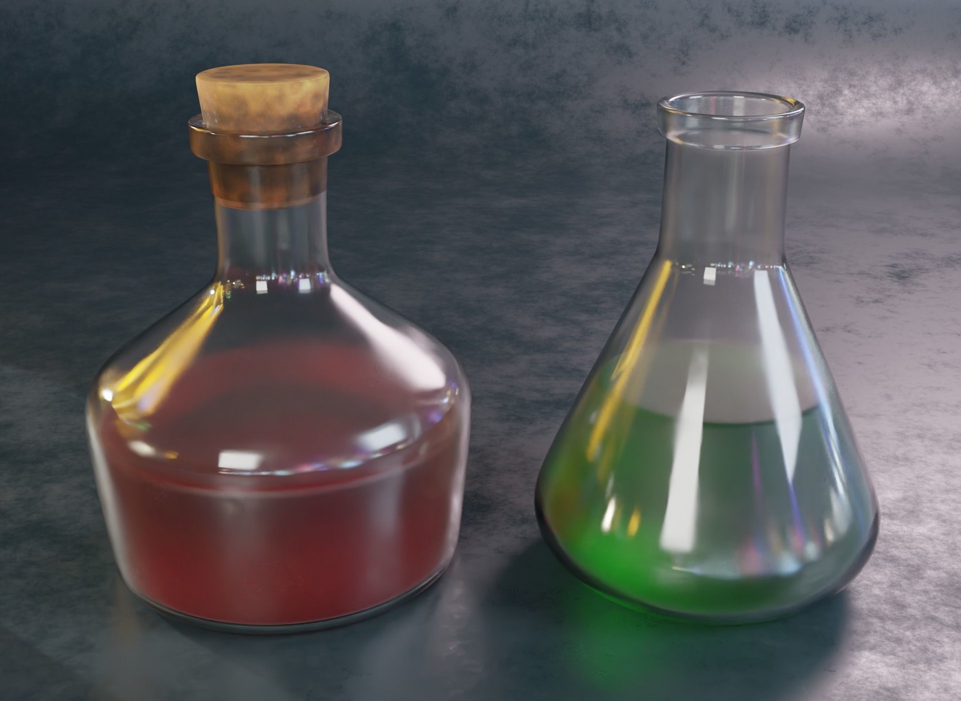 Alchemy Set test tube liquids 3D model_3