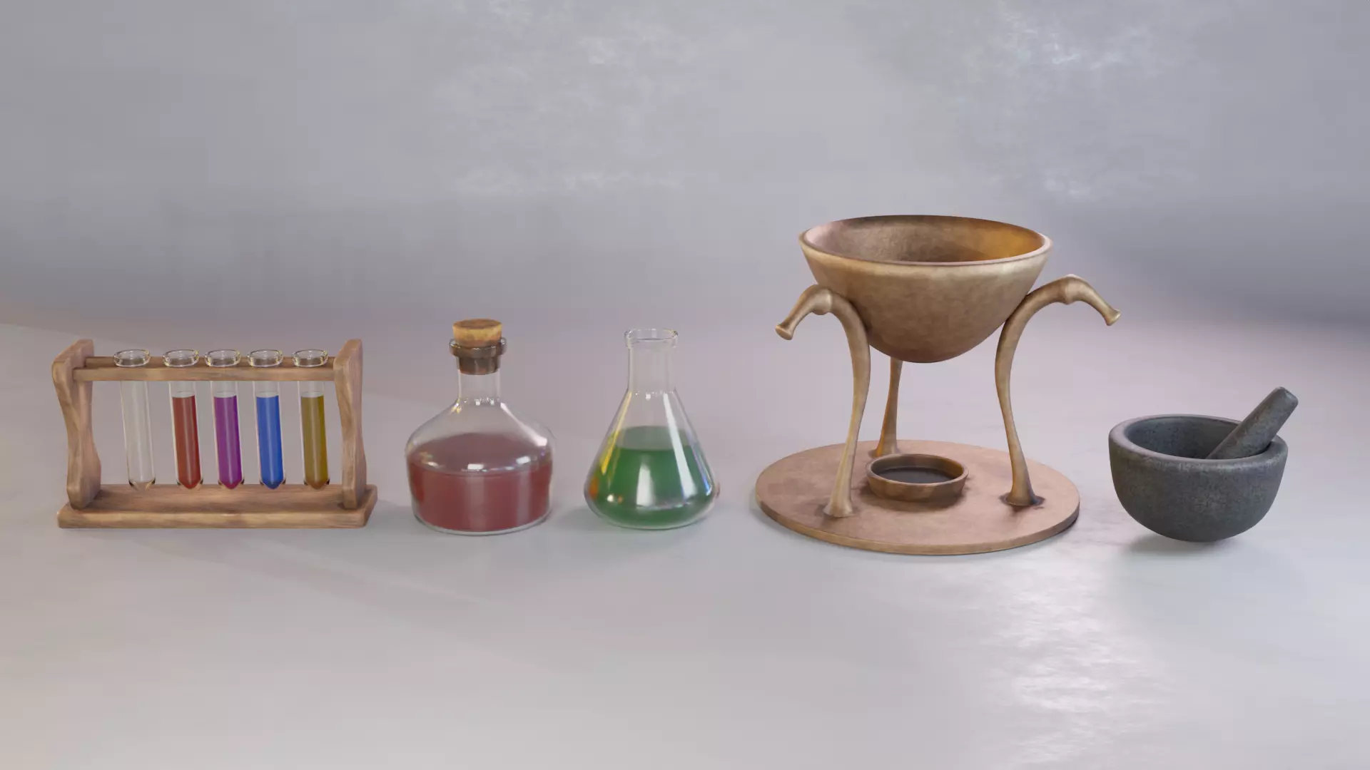 Alchemy Set test tube liquids 3D model_0