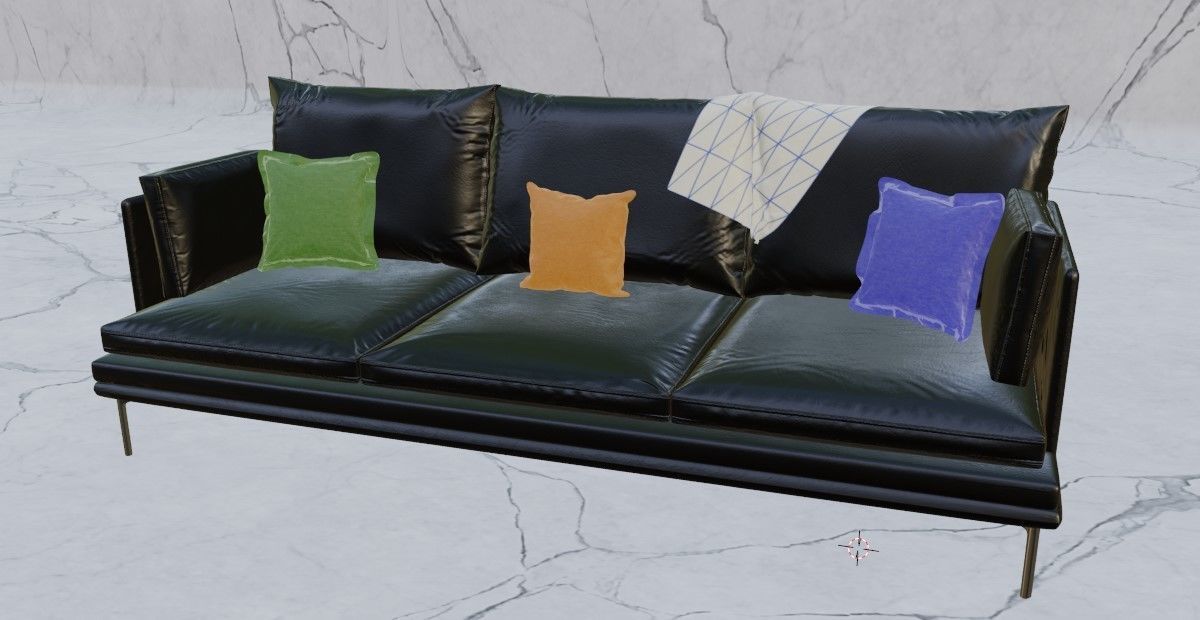 Couch sofa with pillows 3D model_2