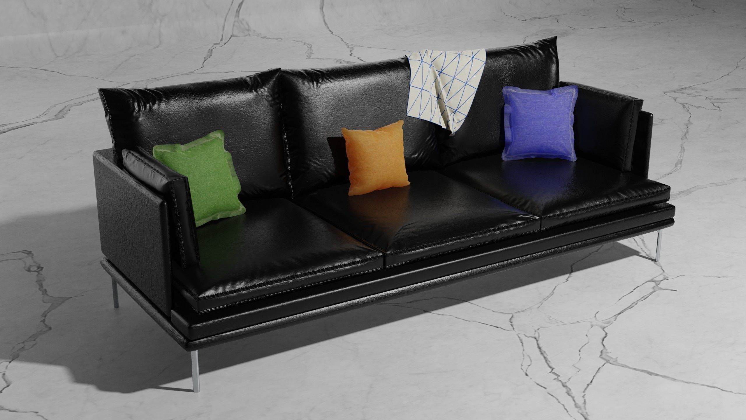 Couch sofa with pillows 3D model_1
