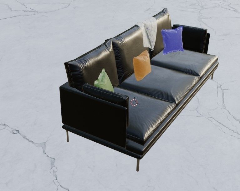 Couch sofa with pillows 3D model_3