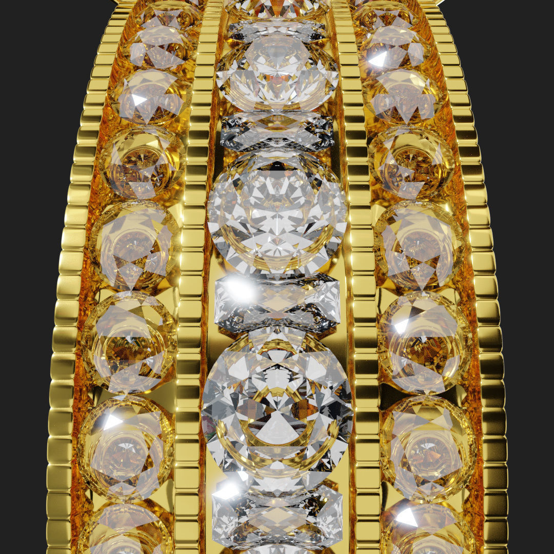 Gold Halo Engagement Ring 3D model_2