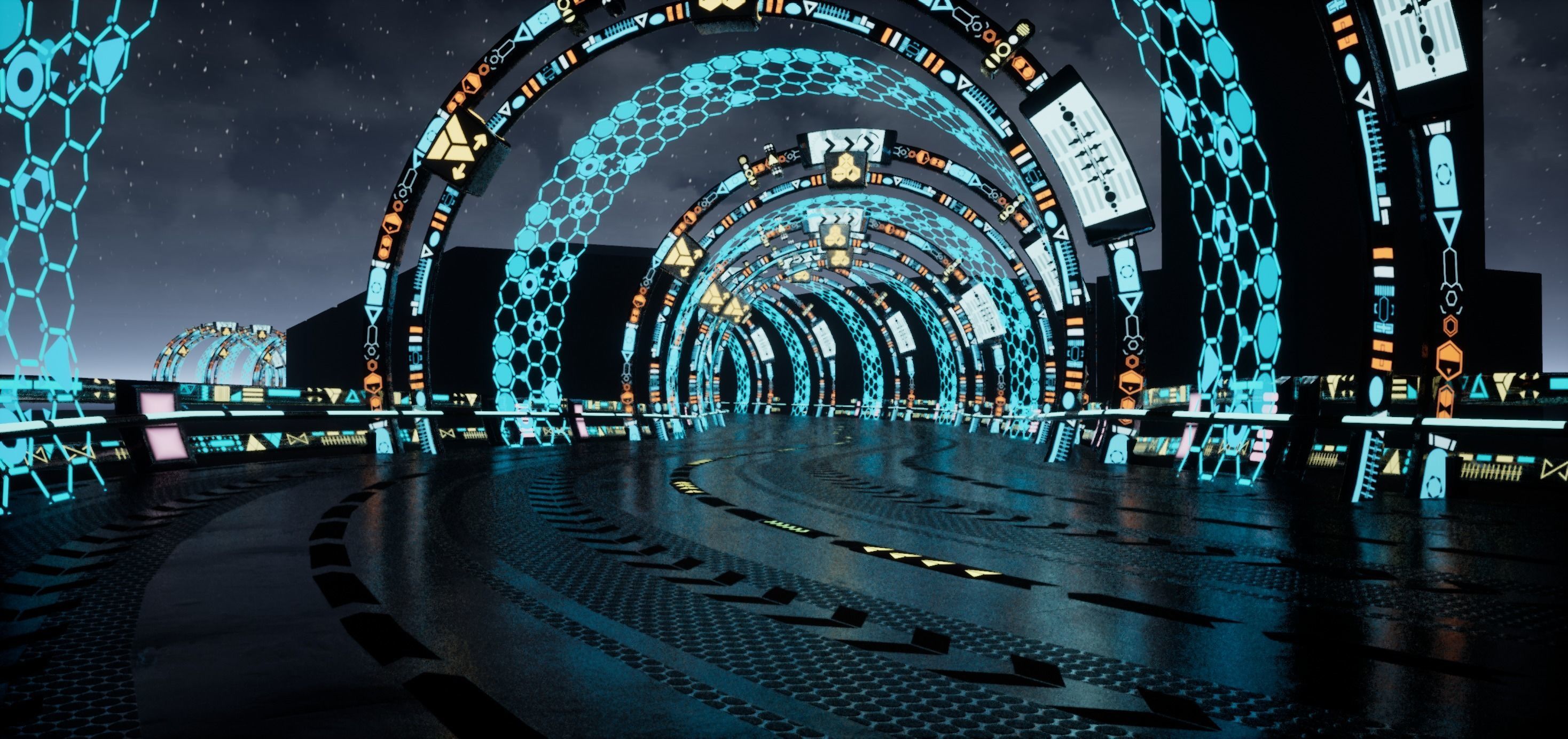 Modular Sci-fi Road  Low-poly 3D model_7