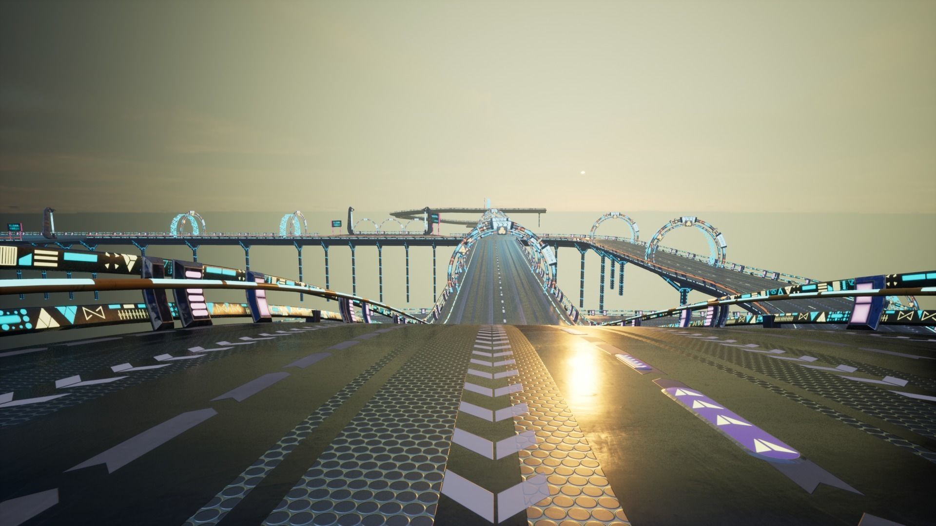 Modular Sci-fi Road  Low-poly 3D model_12