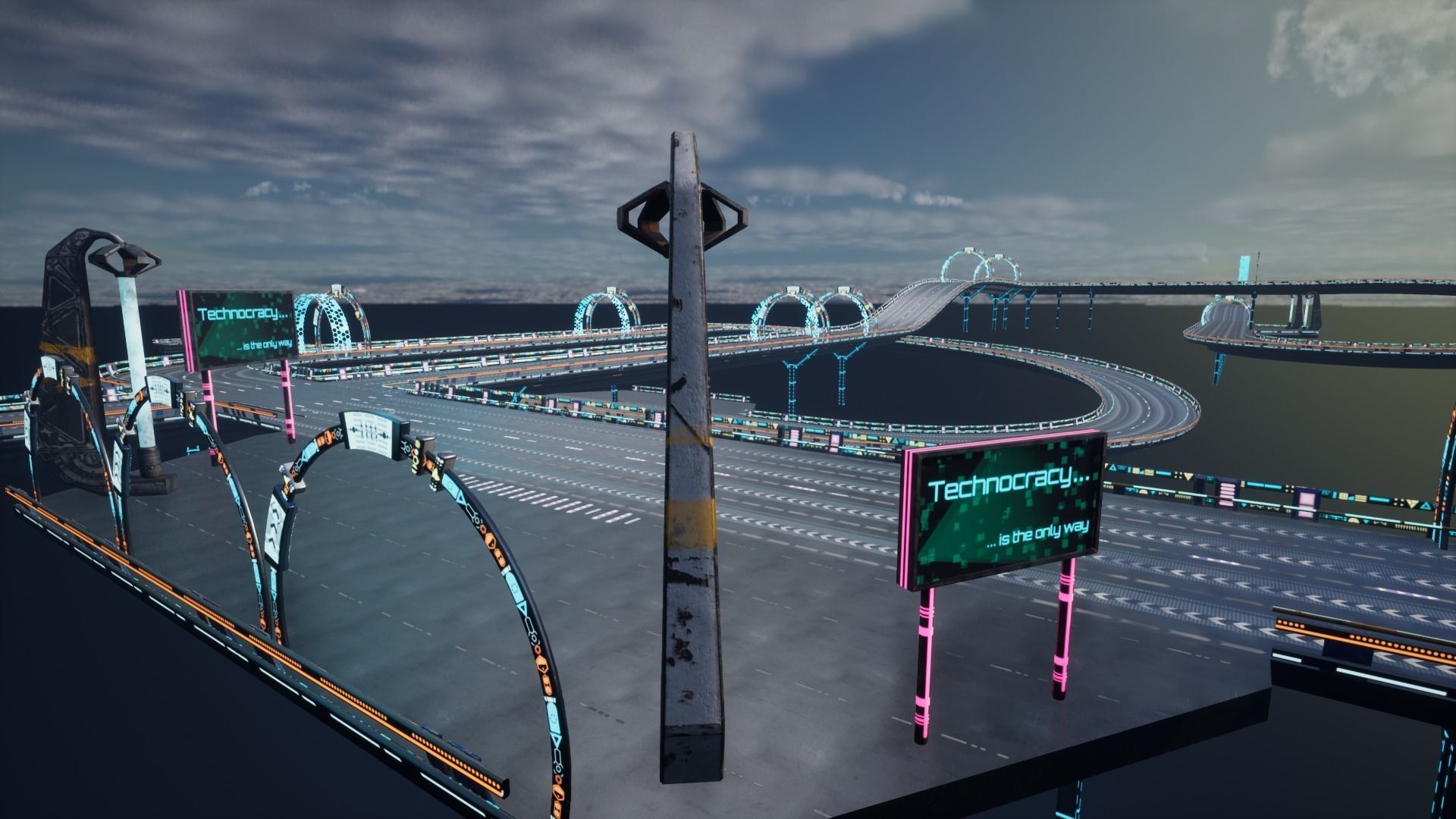 Modular Sci-fi Road  Low-poly 3D model_28