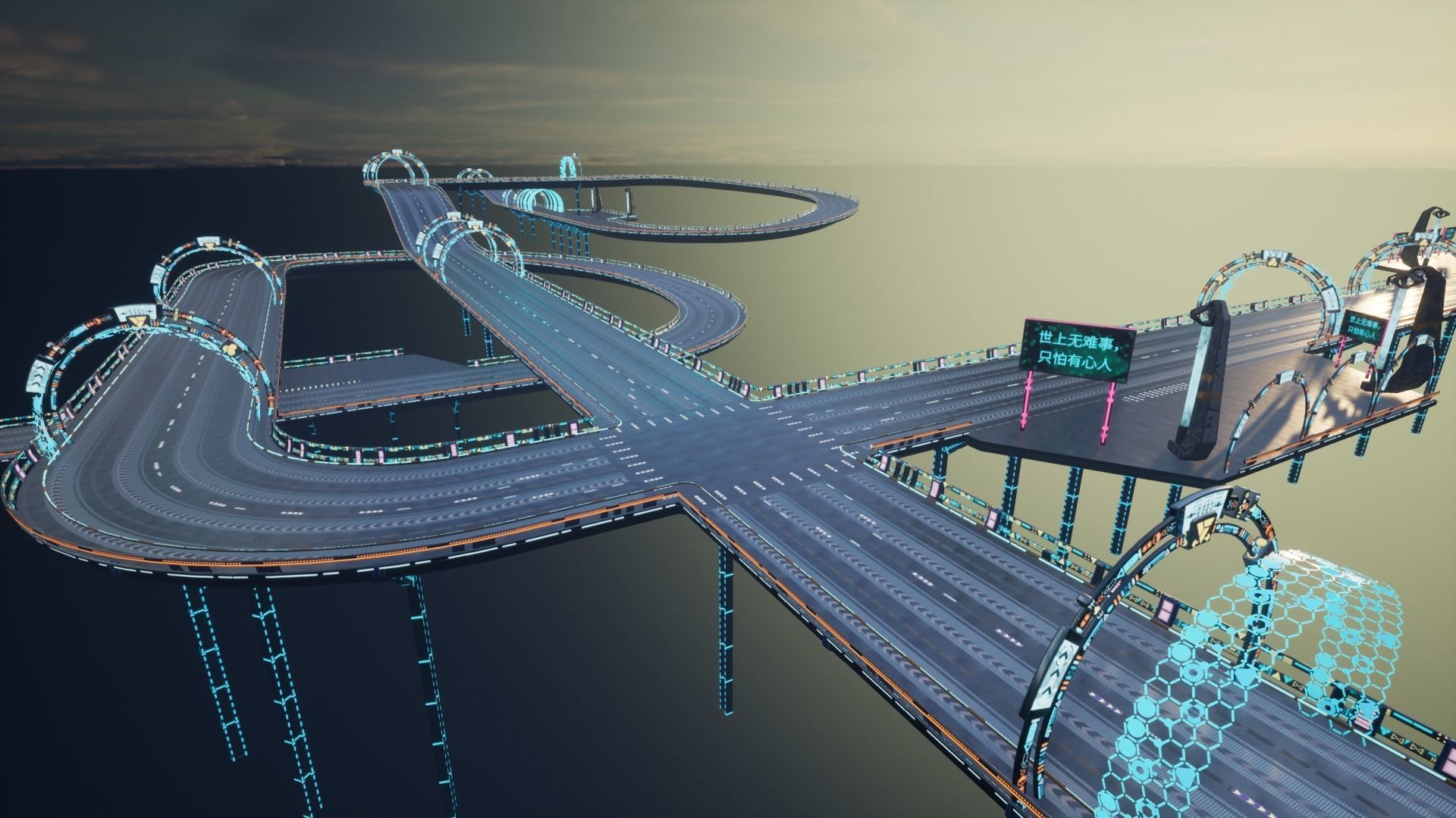 Modular Sci-fi Road  Low-poly 3D model_39