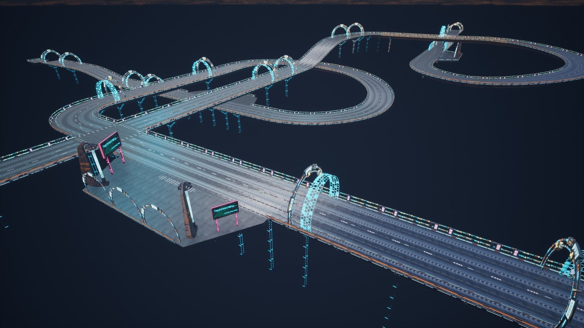Modular Sci-fi Road  Low-poly 3D model_10