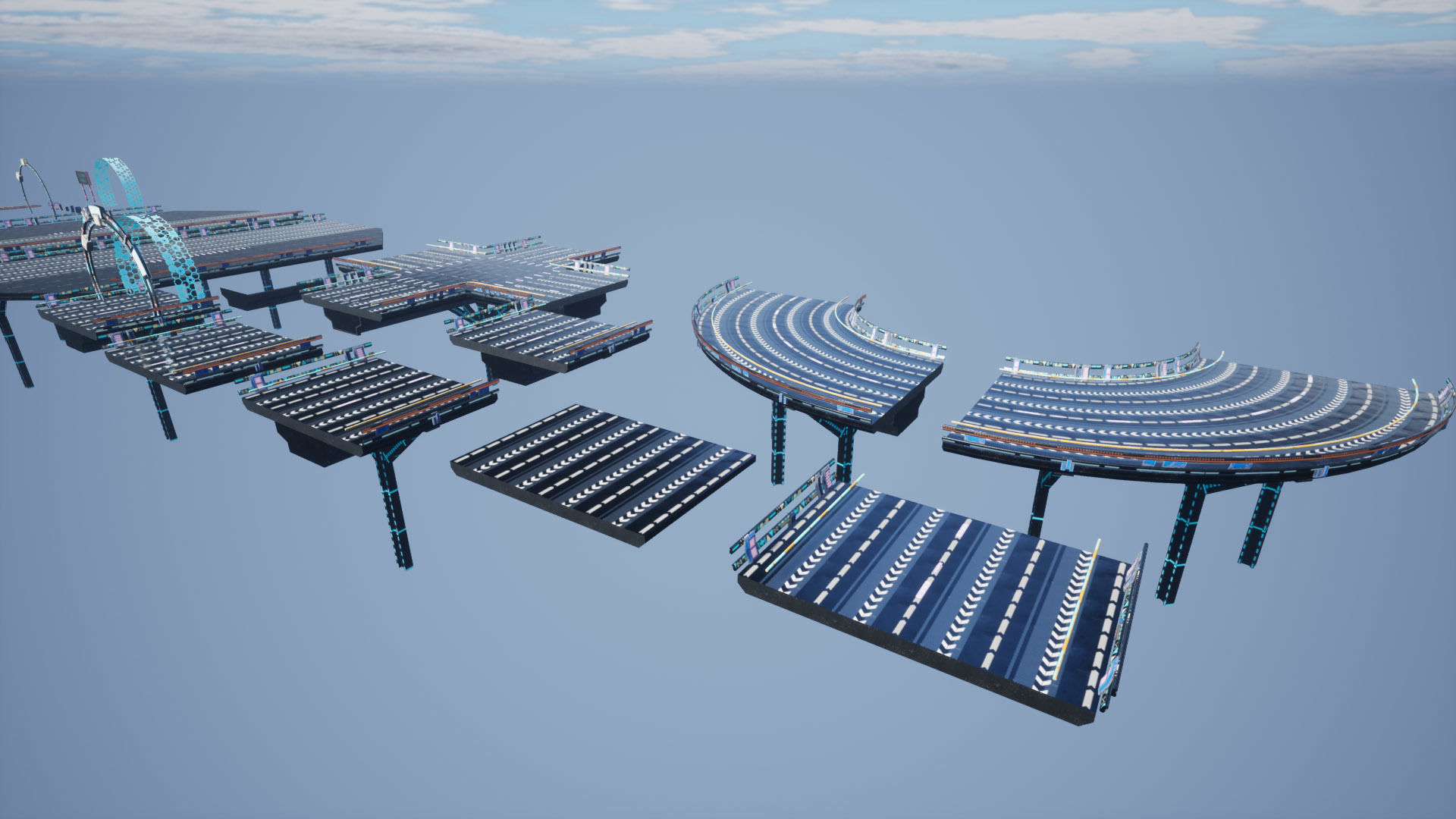 Modular Sci-fi Road  Low-poly 3D model_3