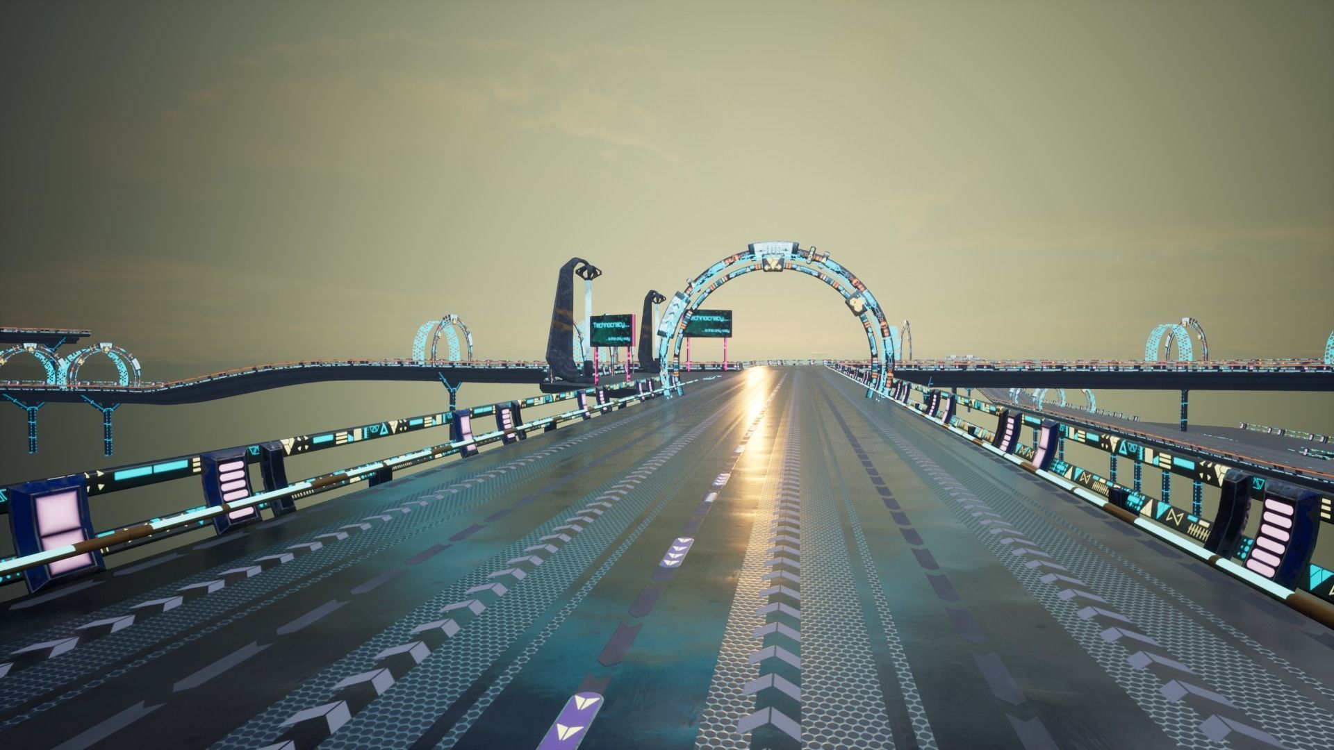Modular Sci-fi Road  Low-poly 3D model_29