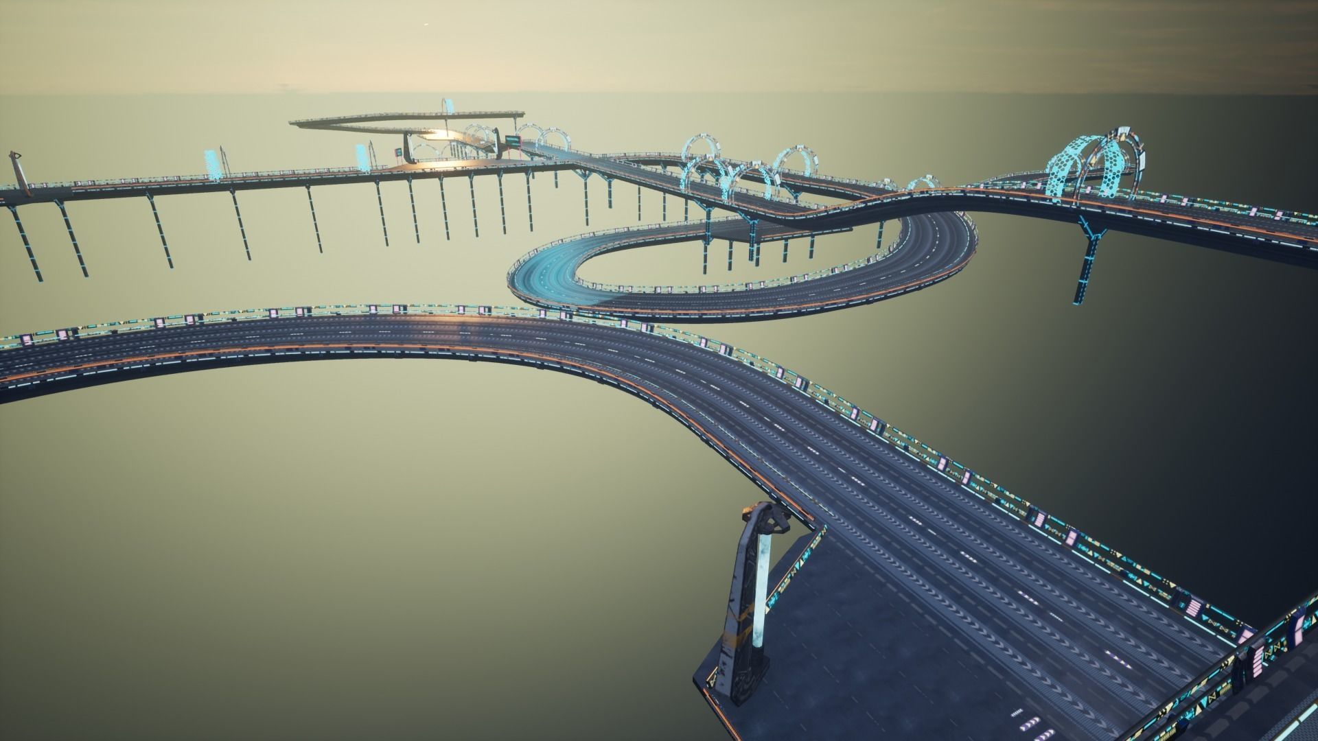 Modular Sci-fi Road  Low-poly 3D model_14
