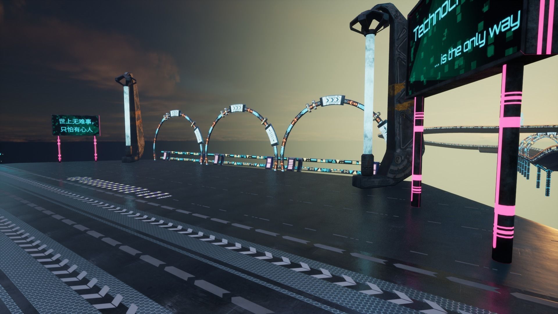 Modular Sci-fi Road  Low-poly 3D model_15