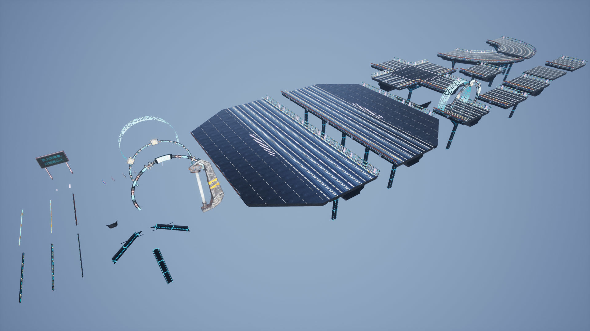 Modular Sci-fi Road  Low-poly 3D model_61