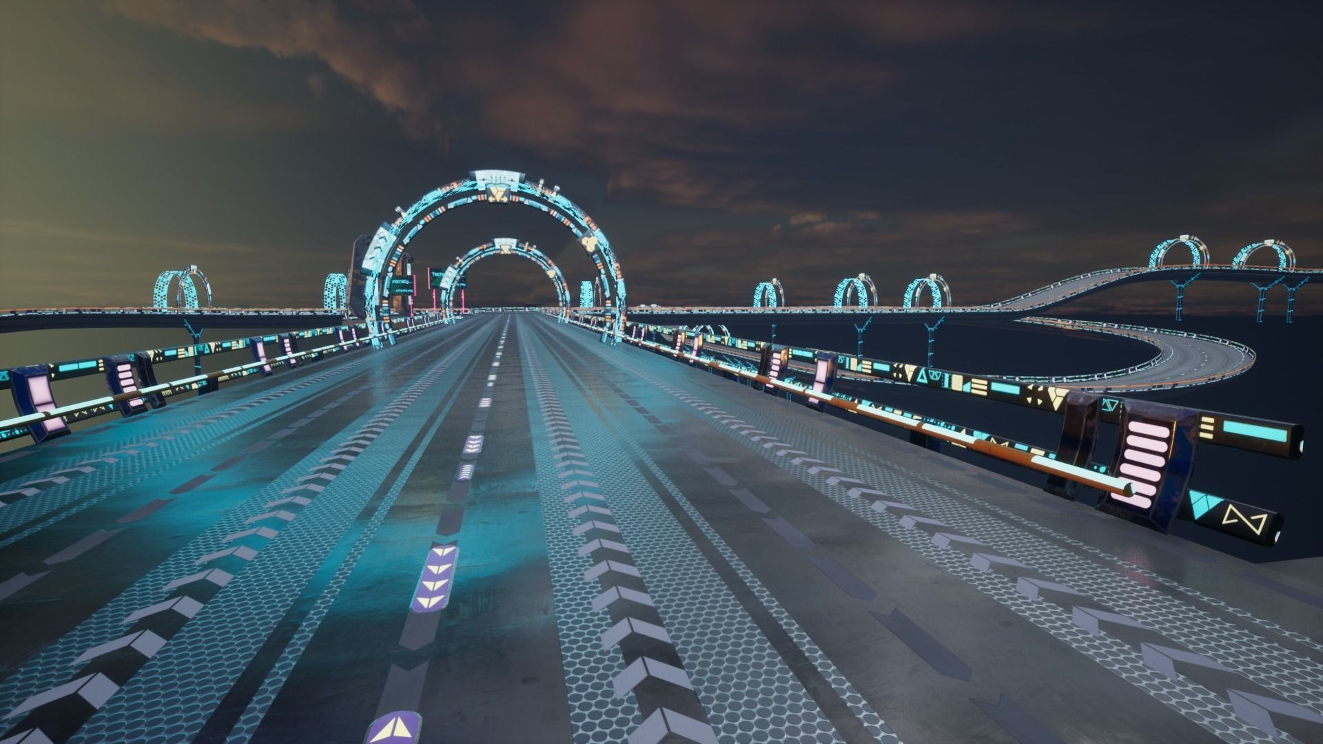 Modular Sci-fi Road  Low-poly 3D model_11
