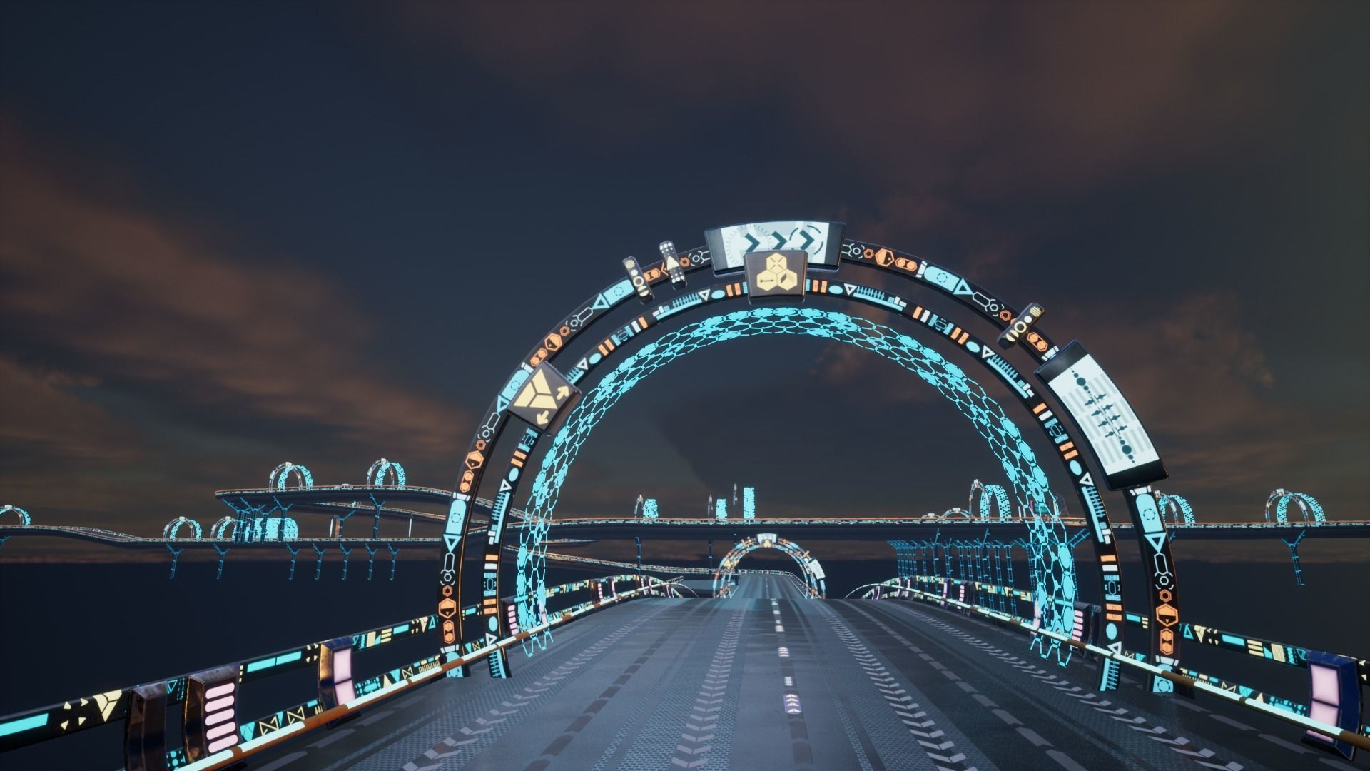 Modular Sci-fi Road  Low-poly 3D model_18