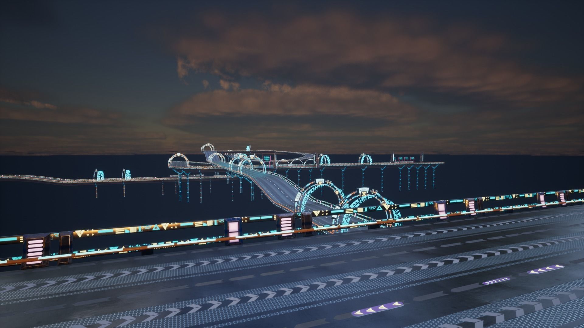Modular Sci-fi Road  Low-poly 3D model_20