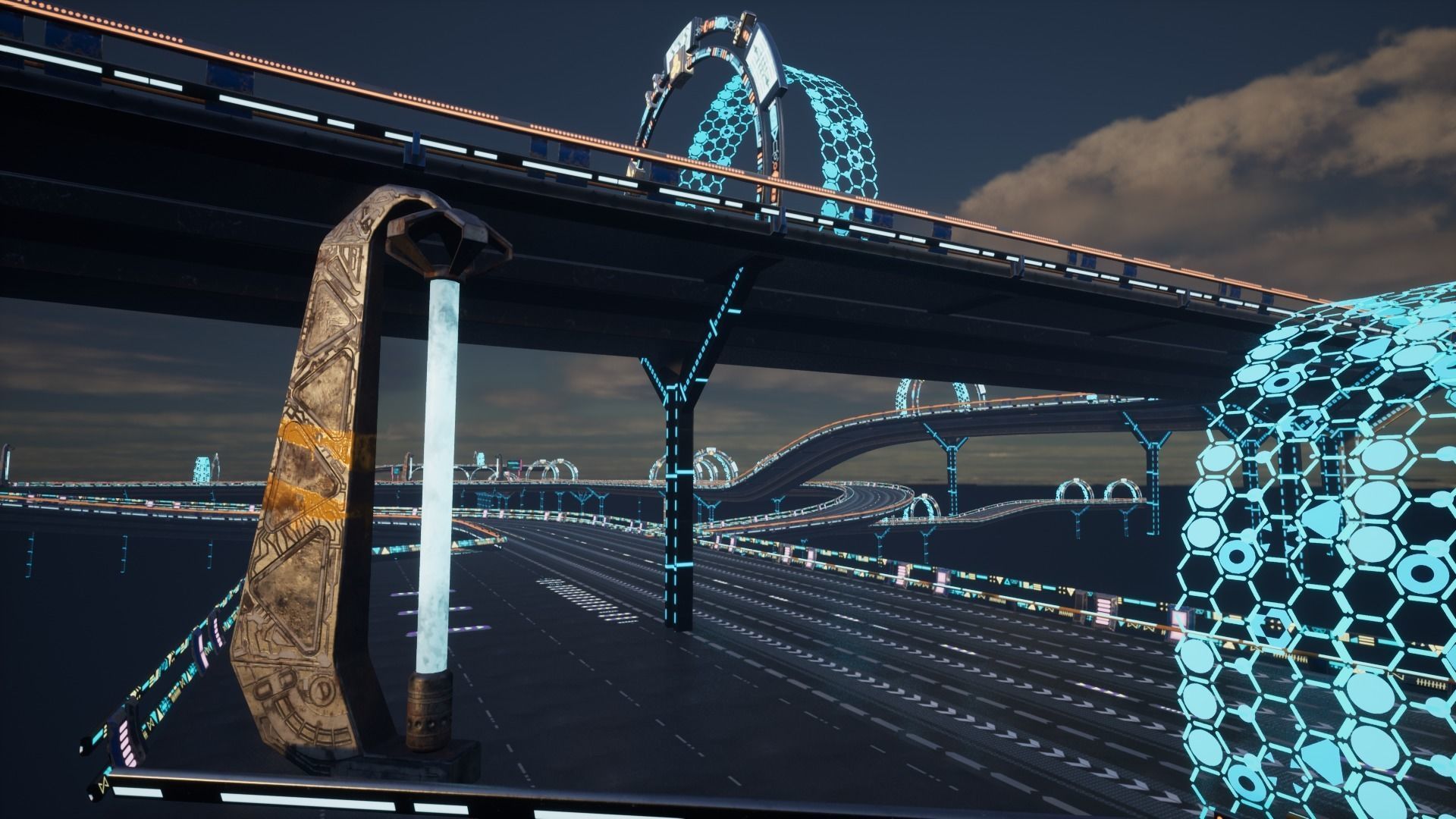 Modular Sci-fi Road  Low-poly 3D model_38