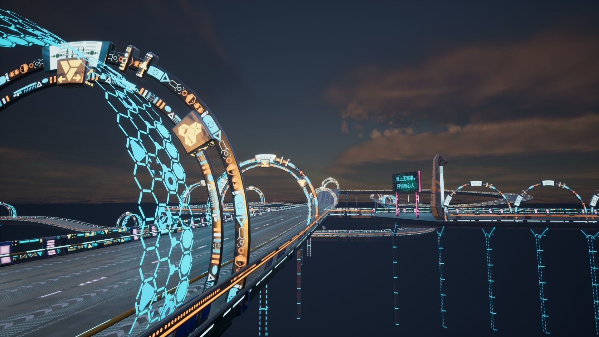 Modular Sci-fi Road  Low-poly 3D model_26