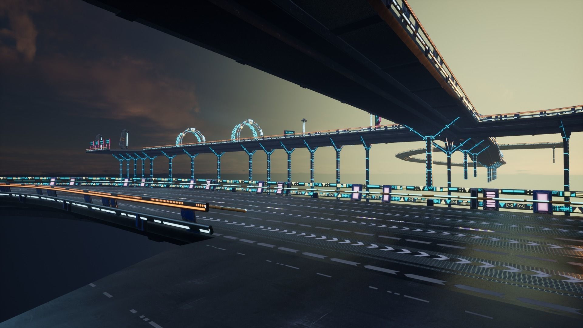 Modular Sci-fi Road  Low-poly 3D model_4