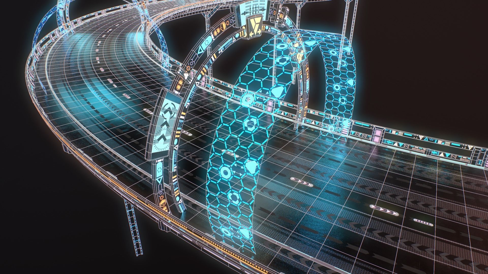 Modular Sci-fi Road  Low-poly 3D model_54