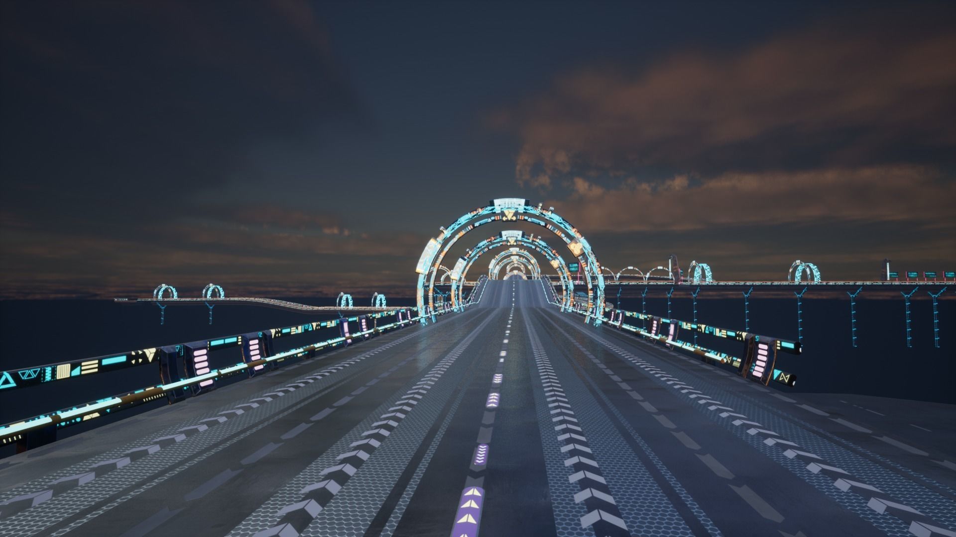 Modular Sci-fi Road  Low-poly 3D model_22