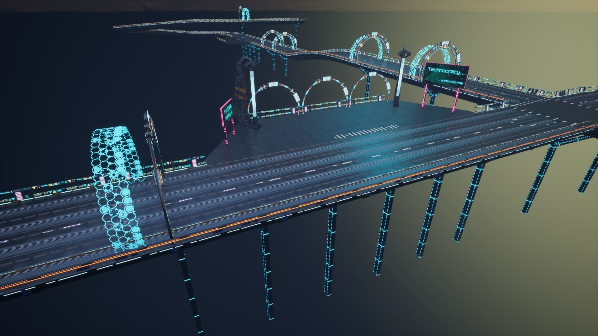 Modular Sci-fi Road  Low-poly 3D model_33