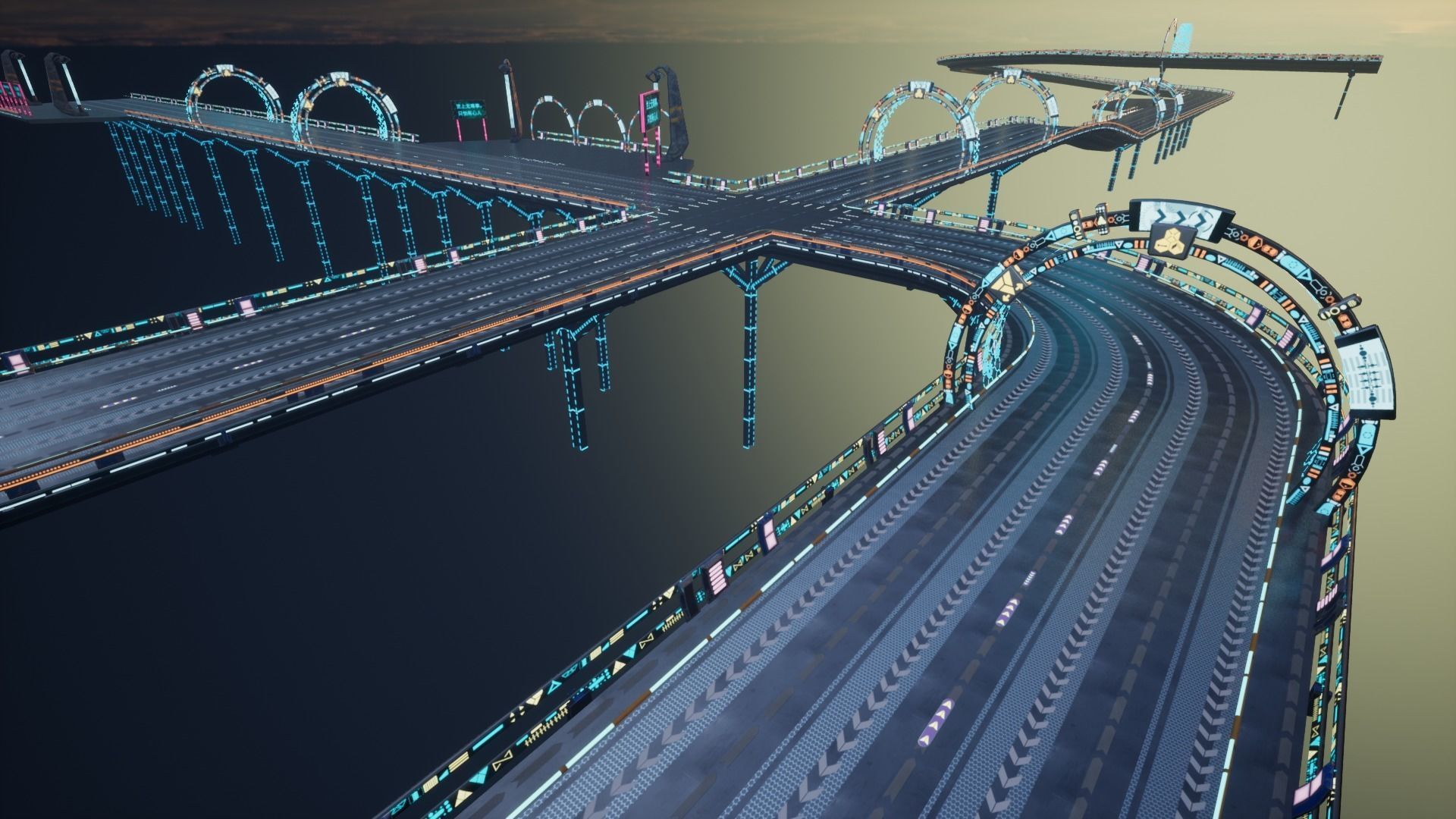 Modular Sci-fi Road  Low-poly 3D model_2