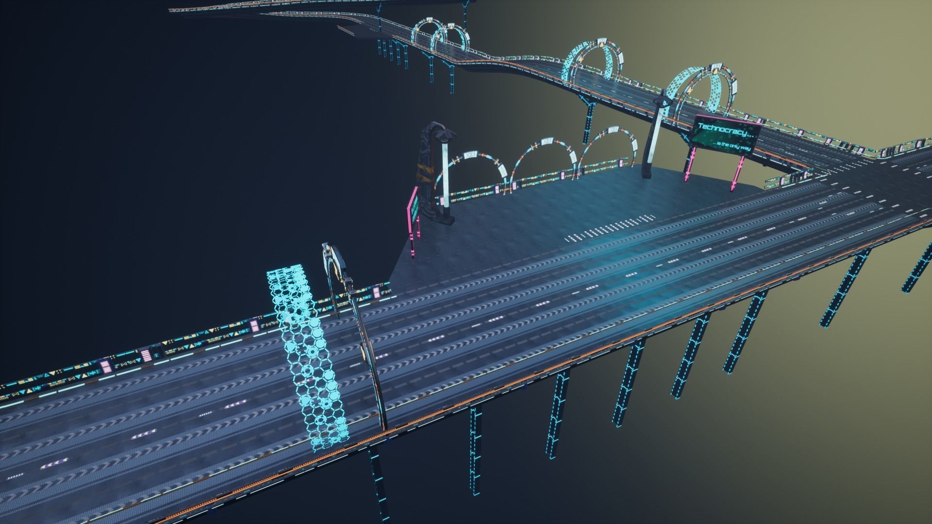 Modular Sci-fi Road  Low-poly 3D model_34